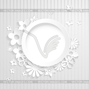Paper flowers with ring - vector clip art