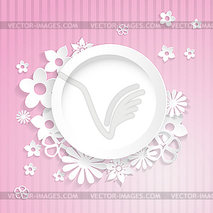 Paper flowers with ring - vector image