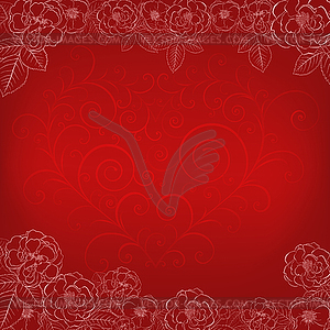 Фон с розами и сердце - изображение в векторе / векторный клипарт
