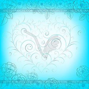 Background with roses and heart - vector clipart