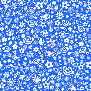 Seamless pattern of flowers - vector clipart