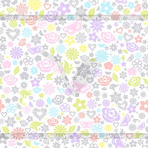 Multicolored seamless pattern of flowers - vector image