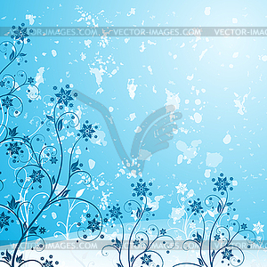 Blue grunge flower - vector image