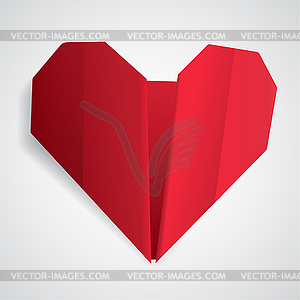 Big red origami heart - vector clipart