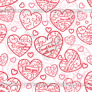 Seamless pattern of hearts - vector image