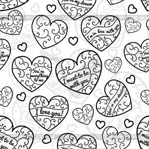 Seamless pattern of hearts - vector clipart