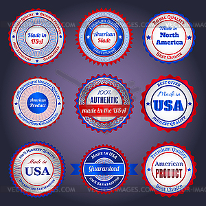 Sale labels and stickers on Made in USA - vector image