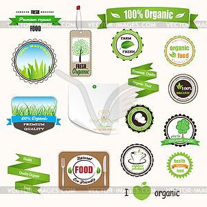 Organic labels, logos and stickers - vector clip art