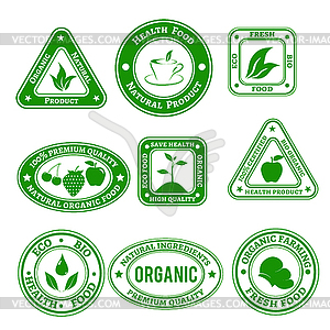 Organic stamps - color vector clipart