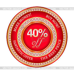 Label on 40 percent discount - vector clip art