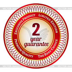 Label on 2 year guarantee - vector clipart