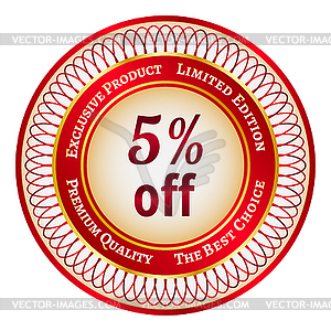 Label on 5 percent discount - vector image