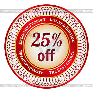 Label on 25 percent discount - vector clipart