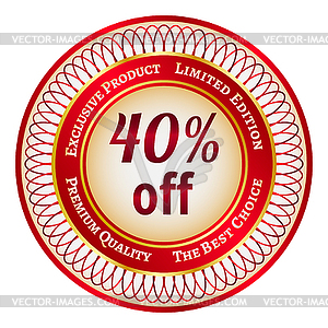 Label on 40 percent discount - vector clip art