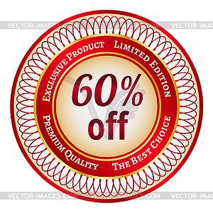 Label on 60 percent discount - vector clipart