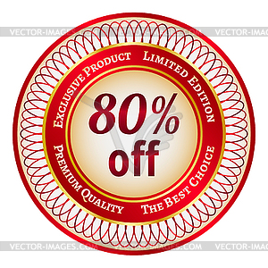 Label on 80 percent discount - vector image