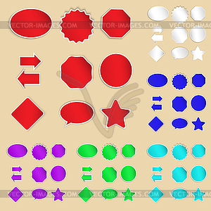 Набор бумажных этикеток и наклеек - векторный клипарт