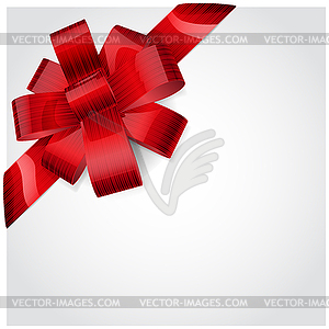 Red bow of striped ribbon - vector clip art