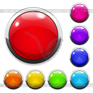 Set of big multicolored glass buttons - vector clipart