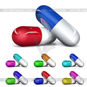 Set of capsules - color vector clipart