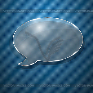 Speech bubble of glass on blue striped background - vector clipart