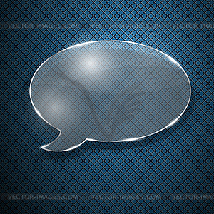 Speech bubble of glass on blue fluted background - vector clip art