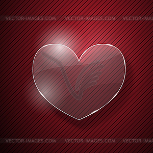 Heart of glass on red striped background - color vector clipart