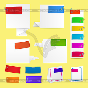 Paper labels with clips - vector image