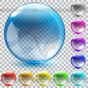 Multicolored transparent glass spheres - vector image