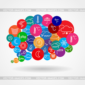 Cloud of weather icons - vector clipart