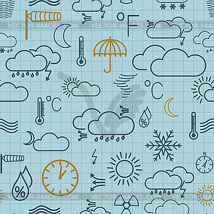 Seamless pattern of weather symbols - vector clip art