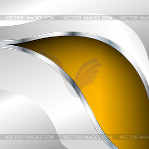 Abstract metallic background with gold element - vector image