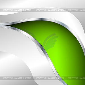 Abstract metallic background with green element - vector clipart