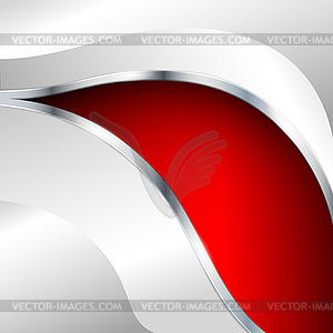 Abstract metallic background with red element - vector image