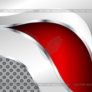 Abstract metallic background with red element - vector clip art