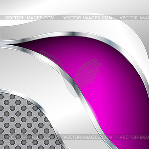 Abstract metallic background with violet element - vector image