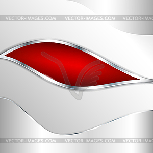 Abstract metallic background with red element - vector clipart