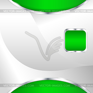 Abstract metallic background with green element - vector clipart