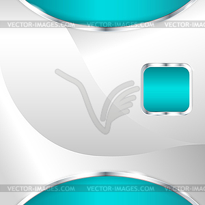 Abstract metallic background with turquoise element - vector image