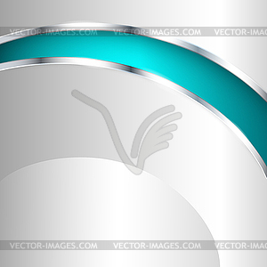 Abstract metallic background with turquoise element - vector image