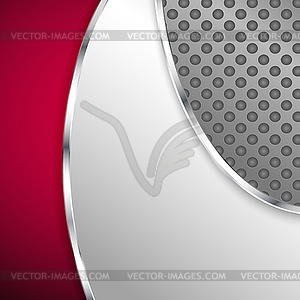 Abstract metallic background with red element - vector clip art