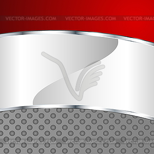 Abstract metallic background with red element - vector image