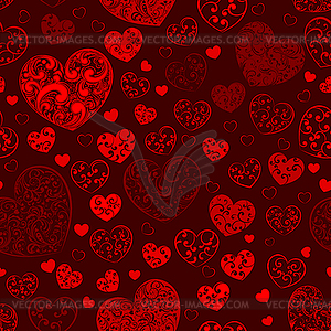 Seamless pattern of hearts - color vector clipart