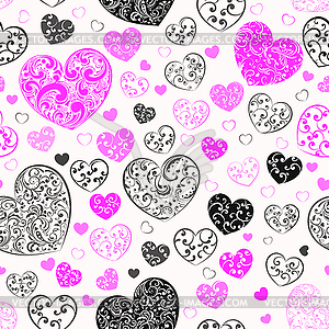 Seamless pattern of hearts - vector clipart