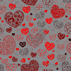 Seamless pattern of hearts - vector clipart