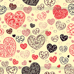 Seamless pattern of hearts - vector clip art