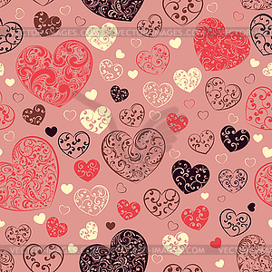 Seamless pattern of hearts - vector image