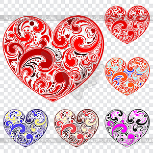 Set of hearts made of curls - vector clipart