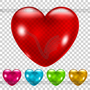 Set of transparent hearts - vector image