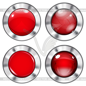 Set of red buttons - vector clipart / vector image